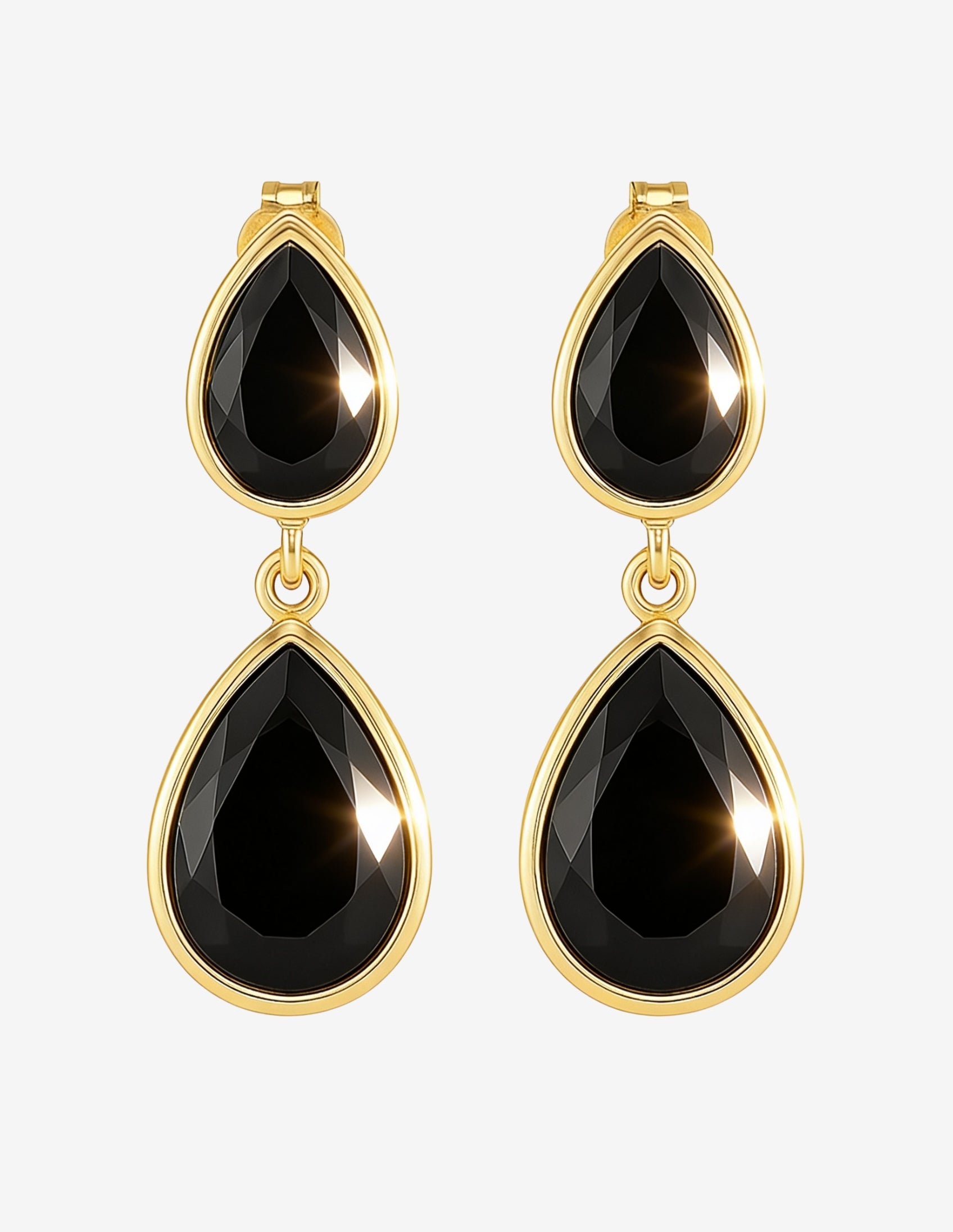 Brinco Gotas Luxo Zircônia Negras