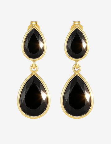 Brinco Gotas Luxo Zircônia Negras