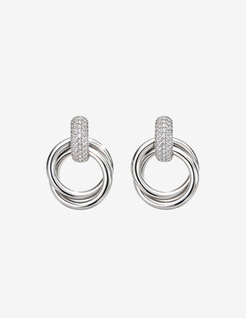 Brinco Argolas Entrelaçadas com Brilho