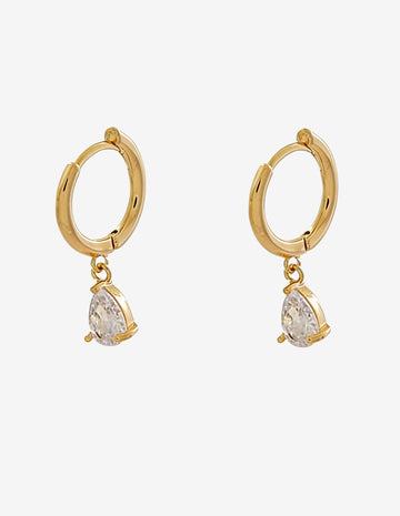 Brinco Argola Liso com Zircônia Gota