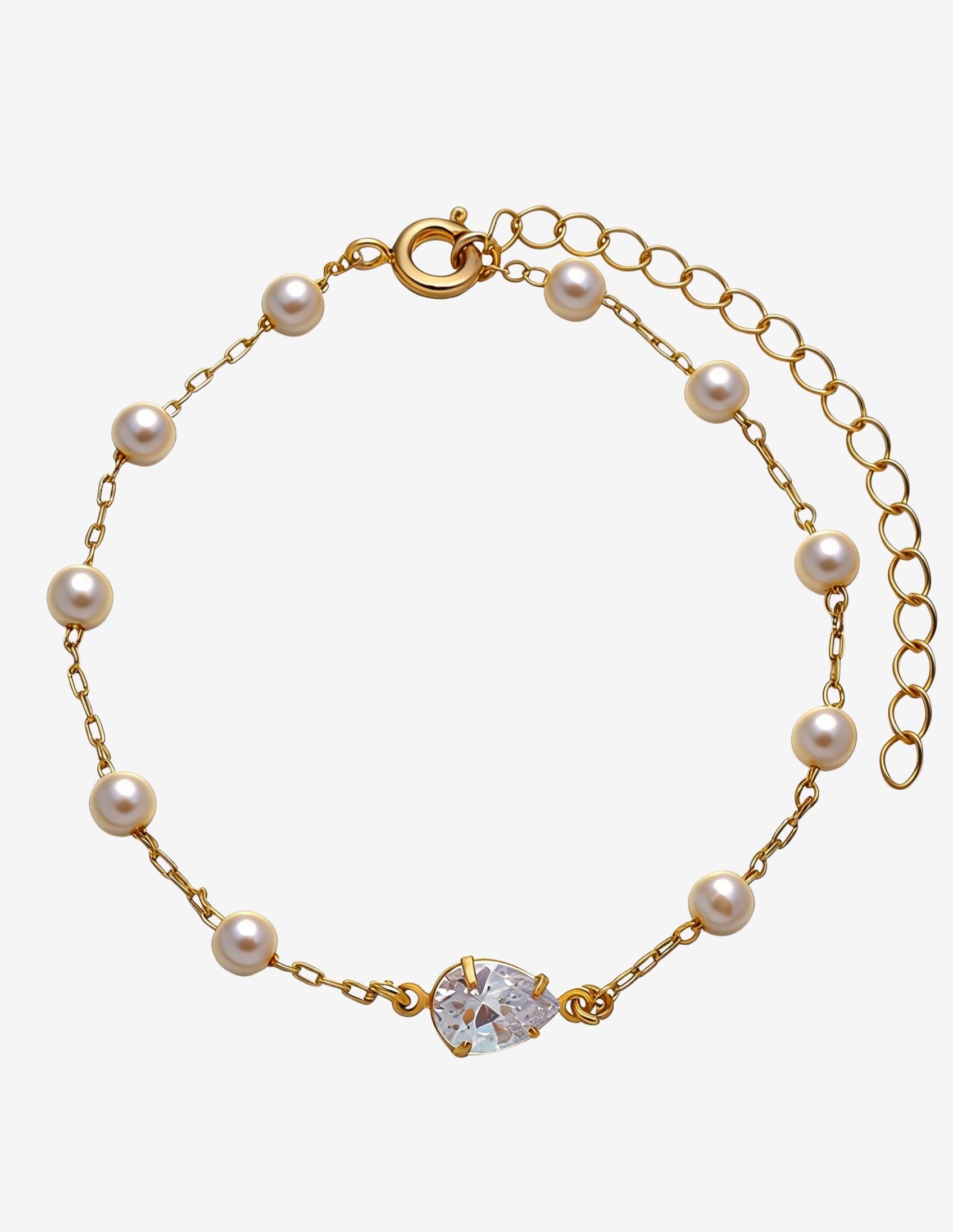 Pulseira Gota Cristal com Pérola