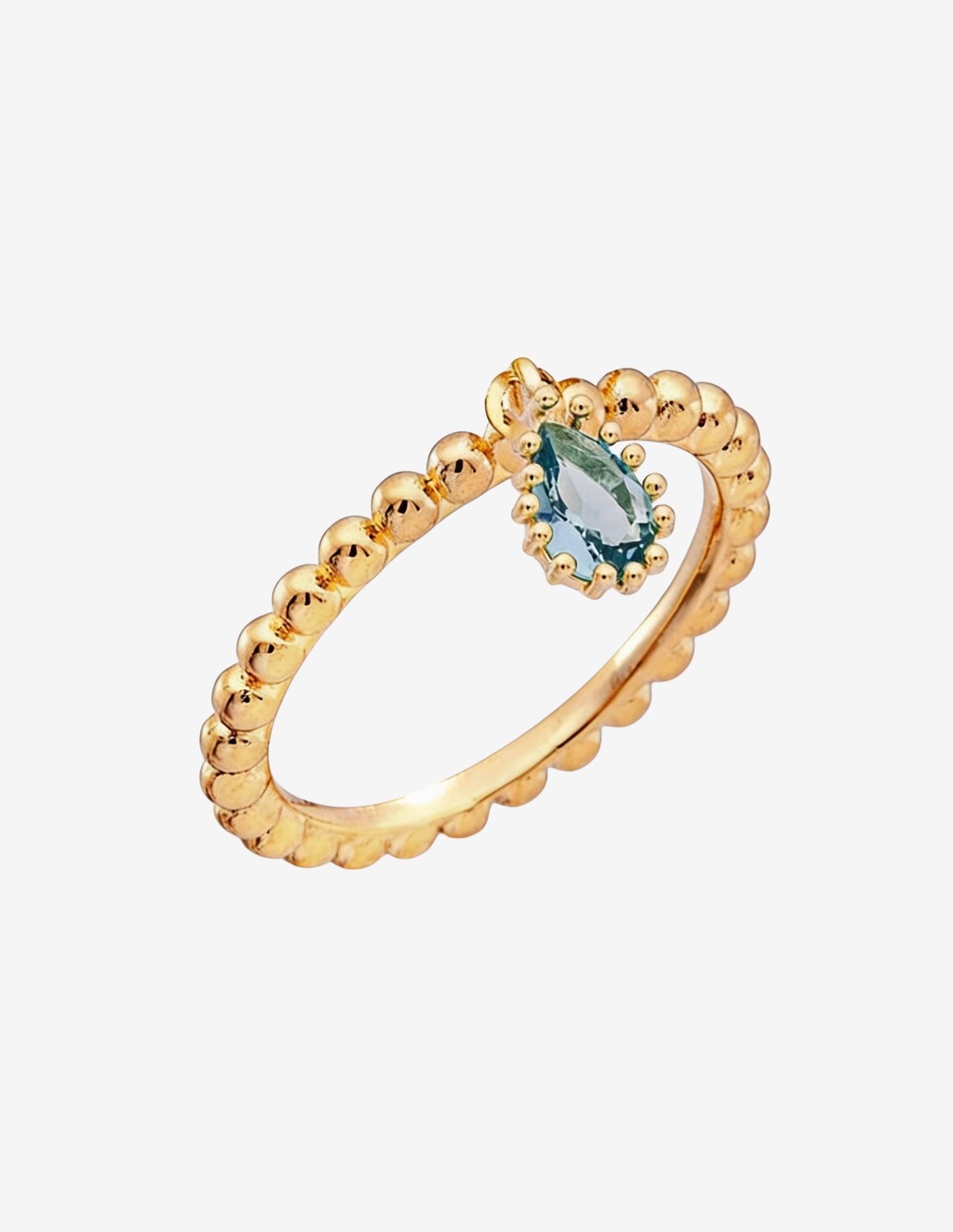 Anel Pedra - Gota - Azul Claro