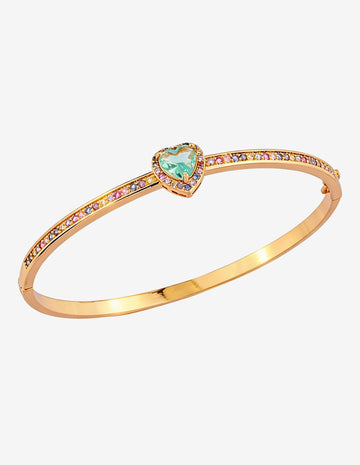 Bracelete Coração Zircônia Turmalina