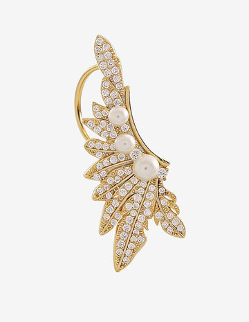 Brinco Ear Cuff Asa com Pérola Shell
