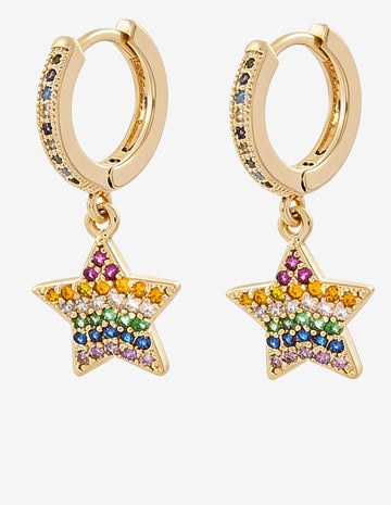 Brinco Argola Estrela Cravejada Raibow