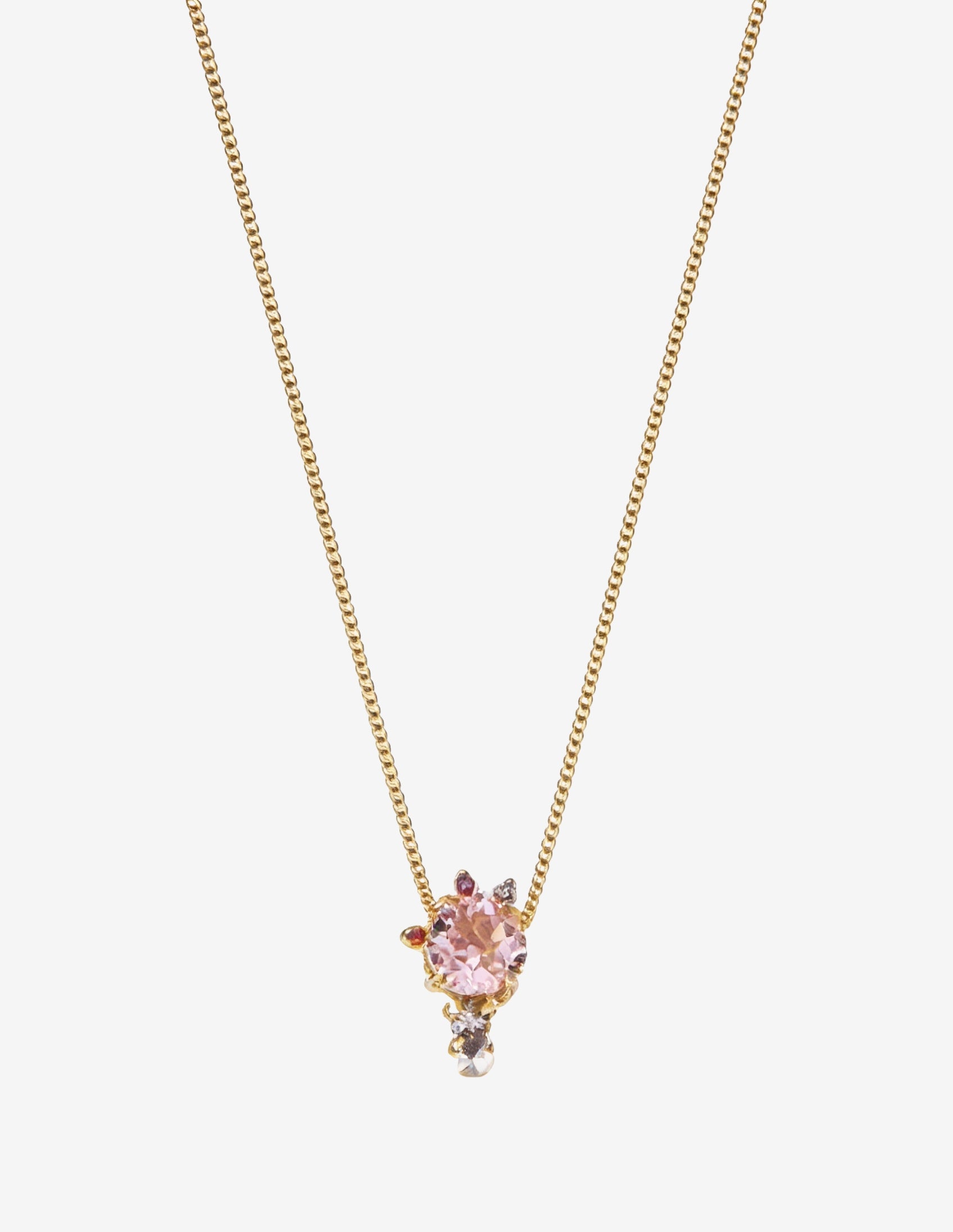 Colar Pedra Zircônia Quartzo Rosa