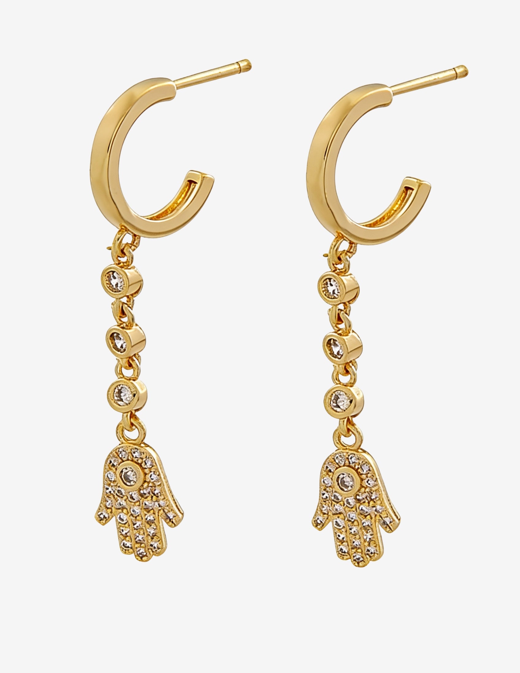 Brinco Meio Argola Hamsá - Cristal