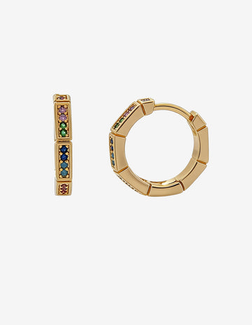 Brinco Argola Cravejado com Zircônias Coloridas